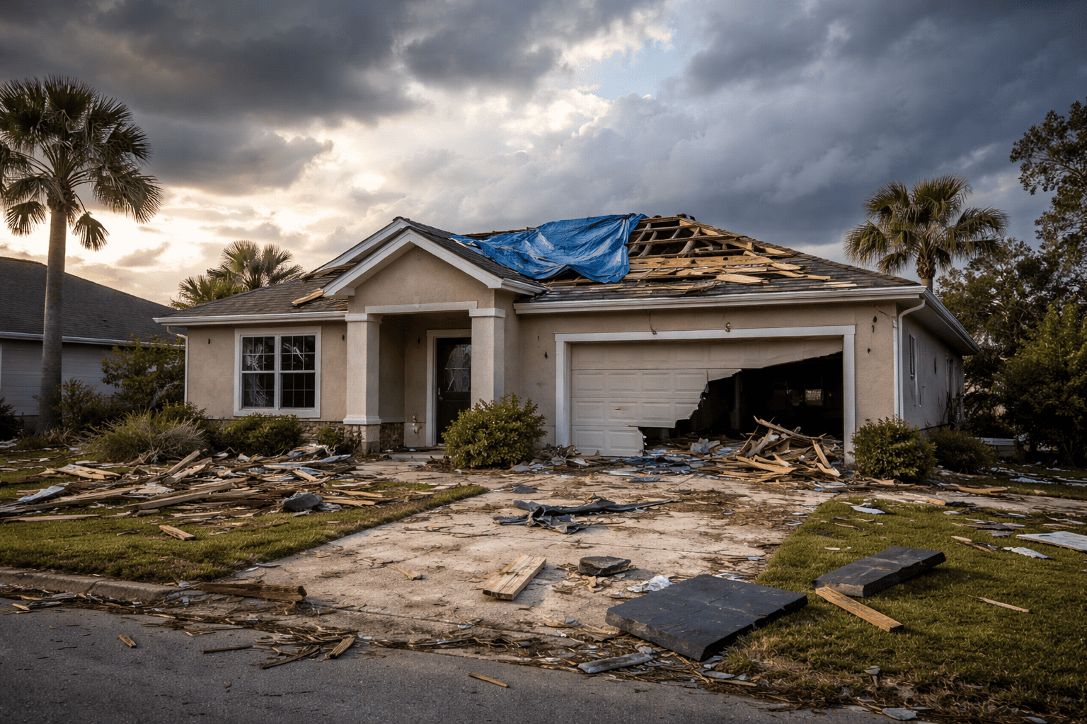 house damaged by a tornado